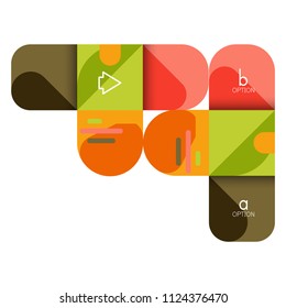 Infographics option and step by step in rounded squares, element of chart, graph, diagram with options, parts, processes. Vector business template for presentation or web info banner