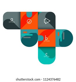 Infographics option and step by step in rounded squares, element of chart, graph, diagram with options, parts, processes. Vector business template for presentation or web info banner