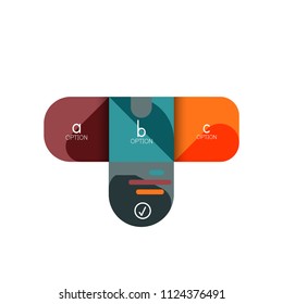 Opción de infografía y paso a paso en cuadrados redondeados, elemento de gráfico, gráfico, diagrama con opciones, partes, procesos. Plantilla de negocio de vectores para banner de presentación o información web