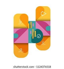 Infographics option and step by step in rounded squares, element of chart, graph, diagram with options, parts, processes. Vector business template for presentation or web info banner