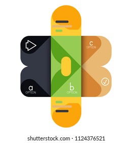 Opción de infografía y paso a paso en cuadrados redondeados, elemento de gráfico, gráfico, diagrama con opciones, partes, procesos. Plantilla de negocio de vectores para banner de presentación o información web
