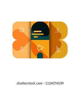 Opción de infografía y paso a paso en cuadrados redondeados, elemento de gráfico, gráfico, diagrama con opciones, partes, procesos. Plantilla de negocio de vectores para banner de presentación o información web