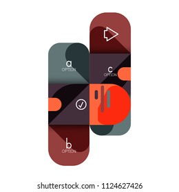 Opción de infografía y paso a paso en cuadrados redondeados, elemento de gráfico, gráfico, diagrama con opciones, partes, procesos. Plantilla de negocio de vectores para banner de presentación o información web