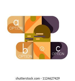 Infographics option and step by step in rounded squares, element of chart, graph, diagram with options, parts, processes. Vector business template for presentation or web info banner