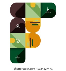 Infographics option and step by step in rounded squares, element of chart, graph, diagram with options, parts, processes. Vector business template for presentation or web info banner