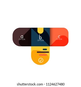 Opción de infografía y paso a paso en cuadrados redondeados, elemento de gráfico, gráfico, diagrama con opciones, partes, procesos. Plantilla de negocio de vectores para banner de presentación o información web