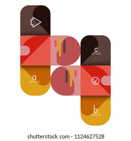 Opción de infografía y paso a paso en cuadrados redondeados, elemento de gráfico, gráfico, diagrama con opciones, partes, procesos. Plantilla de negocio de vectores para banner de presentación o información web
