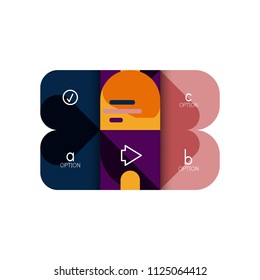 Infographics option and step by step in rounded squares, element of chart, graph, diagram with options, parts, processes. Vector business template for presentation or web info banner