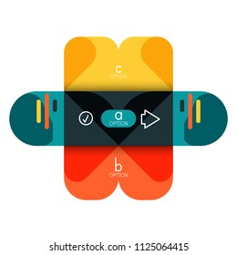 Infographics option and step by step in rounded squares, element of chart, graph, diagram with options, parts, processes. Vector business template for presentation or web info banner