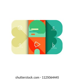 Opción de infografía y paso a paso en cuadrados redondeados, elemento de gráfico, gráfico, diagrama con opciones, partes, procesos. Plantilla de negocio de vectores para banner de presentación o información web