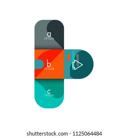 Opción de infografía y paso a paso en cuadrados redondeados, elemento de gráfico, gráfico, diagrama con opciones, partes, procesos. Plantilla de negocio de vectores para banner de presentación o información web