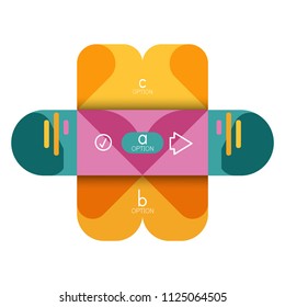 Infografik Option und Schritt für Schritt in abgerundeten Quadraten, Element des Diagramms, Diagramm, Diagramm mit Optionen, Teilen, Prozessen. Vektorgeschäftsvorlage für Präsentation oder Web-Info-Banner