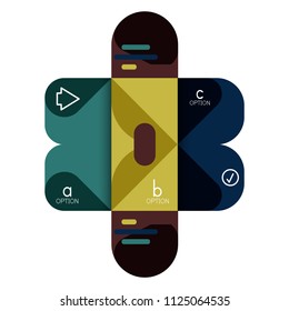 Infographics option and step by step in rounded squares, element of chart, graph, diagram with options, parts, processes. Vector business template for presentation or web info banner