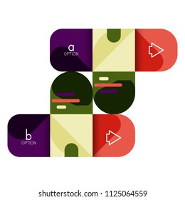 Infographics option and step by step in rounded squares, element of chart, graph, diagram with options, parts, processes. Vector business template for presentation or web info banner