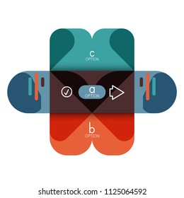 Opción de infografía y paso a paso en cuadrados redondeados, elemento de gráfico, gráfico, diagrama con opciones, partes, procesos. Plantilla de negocio de vectores para banner de presentación o información web