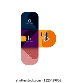 Opción de infografía y paso a paso en cuadrados redondeados, elemento de gráfico, gráfico, diagrama con opciones, partes, procesos. Plantilla de negocio de vectores para banner de presentación o información web