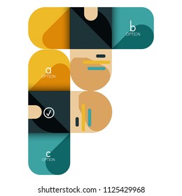 Infographics option and step by step in rounded squares, element of chart, graph, diagram with options, parts, processes. Vector business template for presentation or web info banner