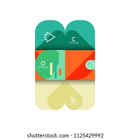 Infographics option and step by step in rounded squares, element of chart, graph, diagram with options, parts, processes. Vector business template for presentation or web info banner