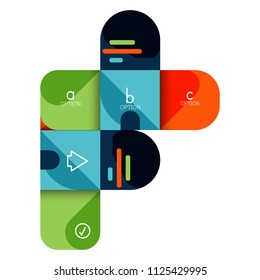 Infographics option and step by step in rounded squares, element of chart, graph, diagram with options, parts, processes. Vector business template for presentation or web info banner
