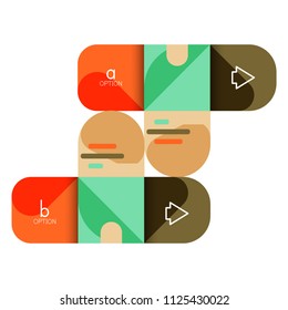 Infographics option and step by step in rounded squares, element of chart, graph, diagram with options, parts, processes. Vector business template for presentation or web info banner