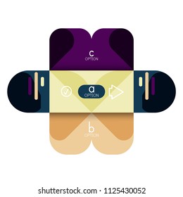 Infographics option and step by step in rounded squares, element of chart, graph, diagram with options, parts, processes. Vector business template for presentation or web info banner