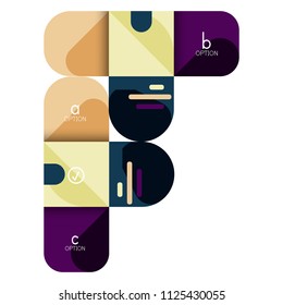 Infographics option and step by step in rounded squares, element of chart, graph, diagram with options, parts, processes. Vector business template for presentation or web info banner