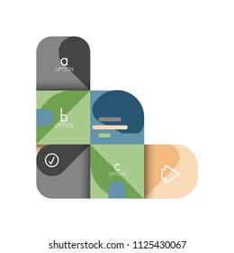 Infographics option and step by step in rounded squares, element of chart, graph, diagram with options, parts, processes. Vector business template for presentation or web info banner