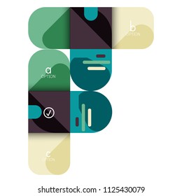 Infographics option and step by step in rounded squares, element of chart, graph, diagram with options, parts, processes. Vector business template for presentation or web info banner