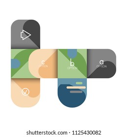 Infographics option and step by step in rounded squares, element of chart, graph, diagram with options, parts, processes. Vector business template for presentation or web info banner