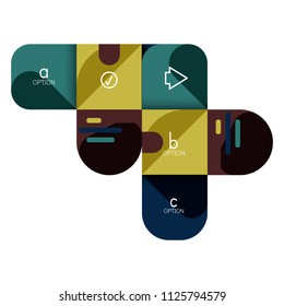 Infographics option and step by step in rounded squares, element of chart, graph, diagram with options, parts, processes. Vector business template for presentation or web info banner