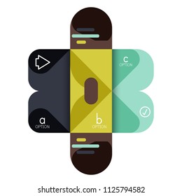Opción de infografía y paso a paso en cuadrados redondeados, elemento de gráfico, gráfico, diagrama con opciones, partes, procesos. Plantilla de negocio de vectores para banner de presentación o información web