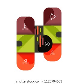 Infographics option and step by step in rounded squares, element of chart, graph, diagram with options, parts, processes. Vector business template for presentation or web info banner