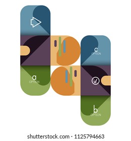 Infographics option and step by step in rounded squares, element of chart, graph, diagram with options, parts, processes. Vector business template for presentation or web info banner