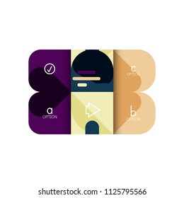 Infographics option and step by step in rounded squares, element of chart, graph, diagram with options, parts, processes. Vector business template for presentation or web info banner