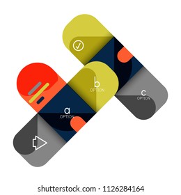 Infographics option and step by step in rounded squares, element of chart, graph, diagram with options, parts, processes. Vector business template for presentation or web info banner