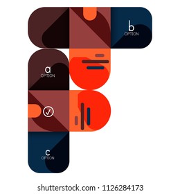 Infographics option and step by step in rounded squares, element of chart, graph, diagram with options, parts, processes. Vector business template for presentation or web info banner