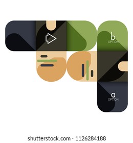 Opción de infografía y paso a paso en cuadrados redondeados, elemento de gráfico, gráfico, diagrama con opciones, partes, procesos. Plantilla de negocio de vectores para banner de presentación o información web