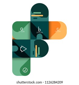 Infographics option and step by step in rounded squares, element of chart, graph, diagram with options, parts, processes. Vector business template for presentation or web info banner