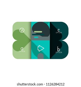 Opción de infografía y paso a paso en cuadrados redondeados, elemento de gráfico, gráfico, diagrama con opciones, partes, procesos. Plantilla de negocio de vectores para banner de presentación o información web