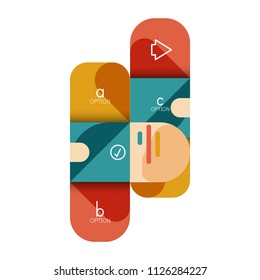 Opción de infografía y paso a paso en cuadrados redondeados, elemento de gráfico, gráfico, diagrama con opciones, partes, procesos. Plantilla de negocio de vectores para banner de presentación o información web