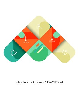 Infographics option and step by step in rounded squares, element of chart, graph, diagram with options, parts, processes. Vector business template for presentation or web info banner