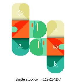 Infographics option and step by step in rounded squares, element of chart, graph, diagram with options, parts, processes. Vector business template for presentation or web info banner