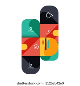 Infographics option and step by step in rounded squares, element of chart, graph, diagram with options, parts, processes. Vector business template for presentation or web info banner