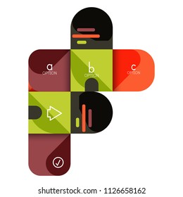 Infographics option and step by step in rounded squares, element of chart, graph, diagram with options, parts, processes. Vector business template for presentation or web info banner