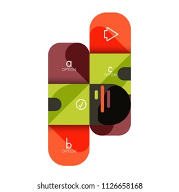 Infographics option and step by step in rounded squares, element of chart, graph, diagram with options, parts, processes. Vector business template for presentation or web info banner