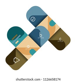 Infographics option and step by step in rounded squares, element of chart, graph, diagram with options, parts, processes. Vector business template for presentation or web info banner