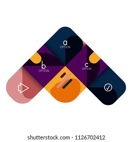 Infographics option and step by step in rounded squares, element of chart, graph, diagram with options, parts, processes. Vector business template for presentation or web info banner