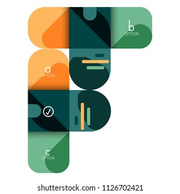 Infographics option and step by step in rounded squares, element of chart, graph, diagram with options, parts, processes. Vector business template for presentation or web info banner