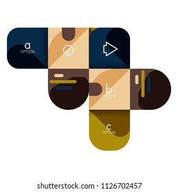 Infographics option and step by step in rounded squares, element of chart, graph, diagram with options, parts, processes. Vector business template for presentation or web info banner