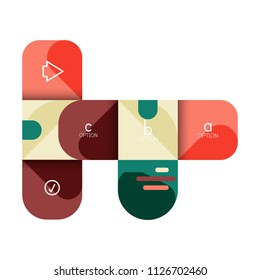 Infographics option and step by step in rounded squares, element of chart, graph, diagram with options, parts, processes. Vector business template for presentation or web info banner